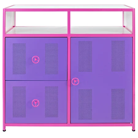 Pink & Purple Door Dresser with 2 Drawers